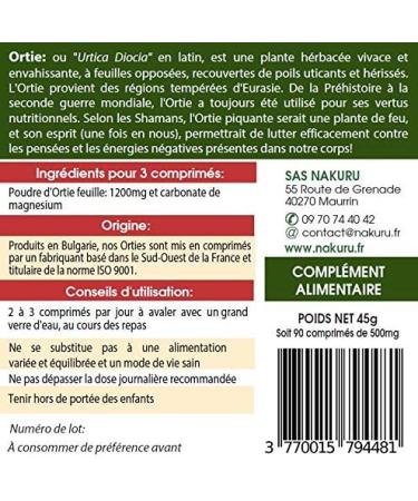 NAKURU | Nettle | 90 Tablets of 500mg | Power Range | Made in France | The Best of Weeds!  - Buy Online on GoSupps.com