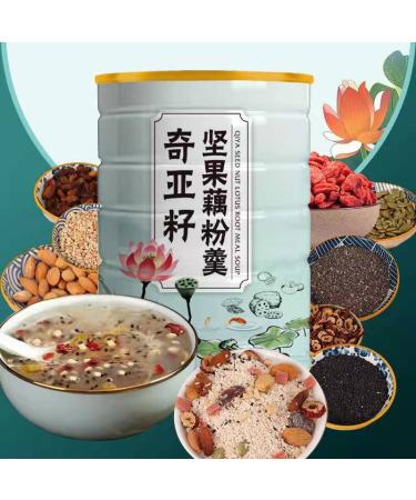 500g x 1 can Sweet Scented Chia Seed nut Lotus Root Starch Soup Meal Substitute Powder Healthy Instant Breakfast Porridgenut nut and Lotus Root Powder