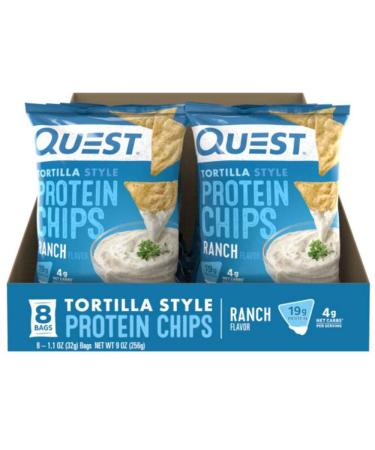 QUEST NUTRITION Tortilla Style Protein Chips - Whey Protein isolate protein Chips Tortilla Style (Ranch Box of 8) 8 count