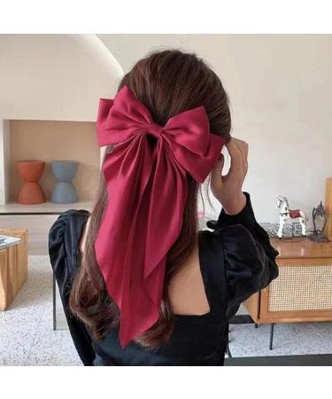 hgnxa Bow-Hair Clip Women Large knot Stain Hairpin Barrettes Girls Solid Color Ponytail Clip Hair Accessory Headwear Gift Pink - Buy Online on GoSupps.com