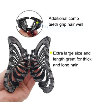ARFINNE Purple Rhinestone Big Hair Claw Clip - 5 Inch Extra Large Black Jumbo Jaw Clip for Thick and Long Hair - Strong Hold Leaf Design - Buy Online on GoSupps.com