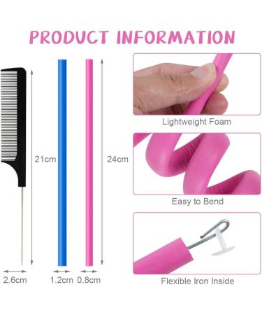 AOOWU 20 Pcs Flexi Rods for Hair Heatless Hair Rollers Bendy Foam Curler Rollers for Short Medium Long Hair Twist-flex Rods Set Heatless Hair Rollers for Sleeping Hairstyle DIY Home Hair Salon 10 pcs Pink + 10 pcs Blue - Buy Online on GoSupps.com