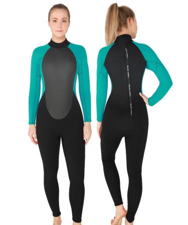 REALON Wetsuit Men 5/4mm Neoprene Full Body Thermal Scuba Diving Suits, 3/2mm Womens One Piece Wet Suit Cold Water Swimsuits for Surfing Snorkeling Swimming  4/3mm Blue Medium
