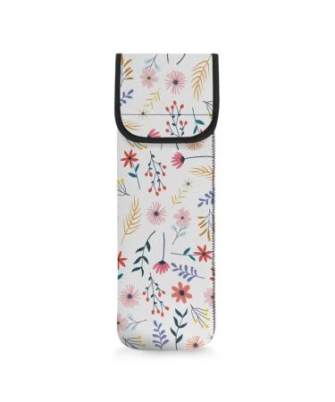 Flower Leaf Print Neoprene Curling Iron Holder Water Resistant Iron Curling Wand Cover Women's Heat Resistant Travel Organizer Bags