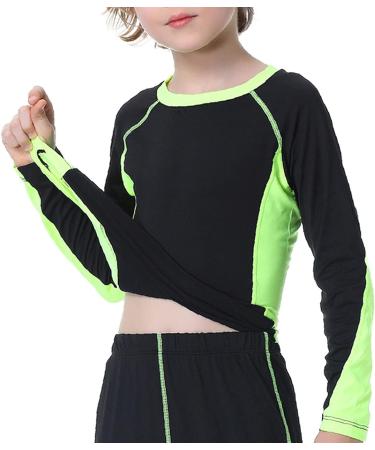 Doomiva Boys Long Sleeve Thermal Top - Black & Fluorescent Green, 11-12 Years - Buy Online on GoSupps.com