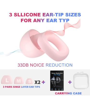 Fita + Silicone Ear Plugs for Noise Reduction - Reusable & Comfortable - NRR 33 dB - 3 Pairs in S/M/L - Pink - Buy Online on GoSupps.com
