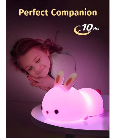 Cute Bunny Night Light - 16 Color Baby Girl Gift for Nursery Decor | Kids Kawaii Lamp for Girls Bedroom - C-bunny - Buy Online on GoSupps.com
