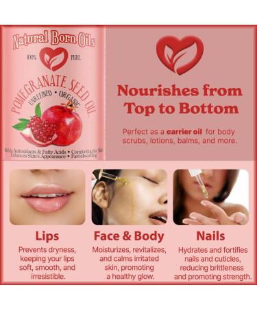 SALE! 100% Pure Organic Pomegranate Seed Oil 4oz | Rich in Antioxidants for Soft Skin & Hair | Includes Dropper & Pump - Buy Online on GoSupps.com