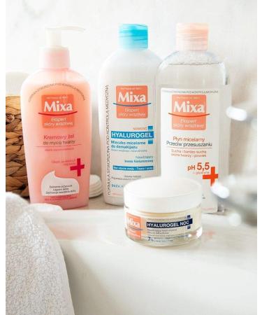 Mixa Hyalurogel Moisturizing Cream Facial Mask - Night Treatment with Hyaluronic Acid for Sensitive Dehydrated Skin | 24-Hour Hydration | 50 ml - Buy Online on GoSupps.com