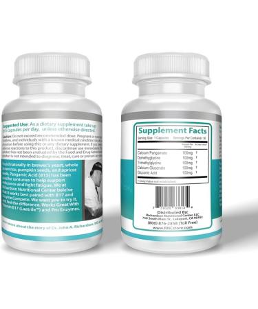 Richardson Nutritional Center Supplements B15 Complete Extra Strength Pangamic Acid with TMG DMG 500mg 90 VCapsules Supports Healthy Oxygen Energy Levels Vitamins - Buy Online on GoSupps.com