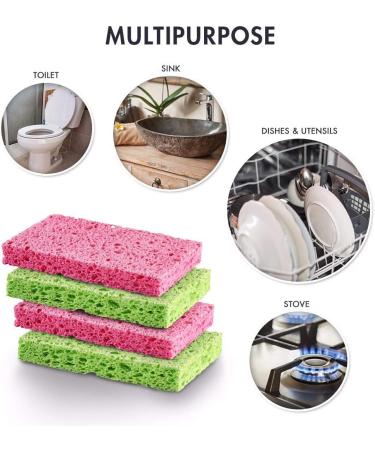 SCRUBIT Cellulose Scrub Sponge - 6 Pack Kitchen Cleaning Sponges for Dishes, Pans, Pots - Dishwashing Sponge Set - Buy Online on GoSupps.com