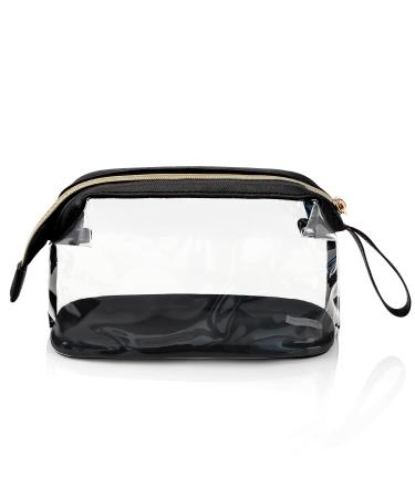 Clear Makeup Bags - Small Travel Cosmetic Bag Waterproof Transparent TSA Approved Toiletry Pouch for Women - Black - Buy Online on GoSupps.com