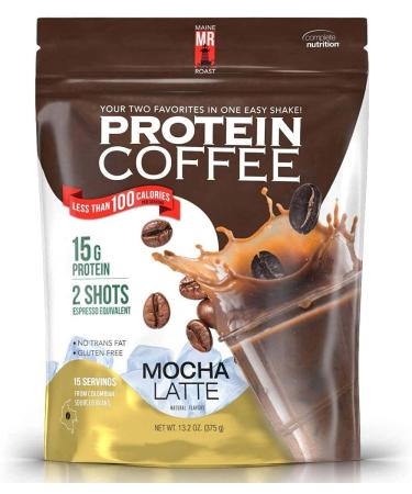 High Protein Coffee, Maine Roast Mocha Latte Iced Coffee, 15g of Protein, 2g Carbs, Zero Sugar, 2 Shots of Espresso, Keto Friendly, All Natural (15 Servings, Mocha Latte)