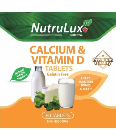 NutruLux Calcium & Vitamin D (600mg) Halal Vegan Gelatin-Free Tablets - Essential Iron Supplement for Daily Intake Wellness Support with Ocimum Tenuiflorum - 50mg Iron Capsules 60 Tablets ((Pack of 1) - Buy Online on GoSupps.com