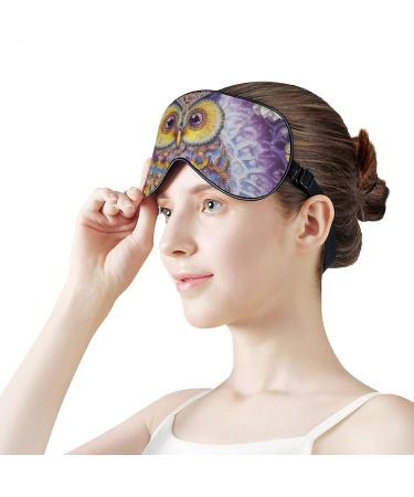 Diamond Owl on Purple Sleep Eye Mask & Blindfold with Elastic Strap - Unisex Sleep Travel Nap Mask - Buy Online on GoSupps.com