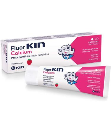 Fluor Kin Strawberry Toothpaste for Kids 75ml - Calcium & Fluoride - Best Children's Dental Care - Buy Online on GoSupps.com