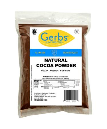 GERBS Natural Cocoa Powder, 32 ounce Bag, Top 14 Food Allergen Free, Non GMO, Vegan Natural Cocoa Powder 2 Pound (Pack of 1)