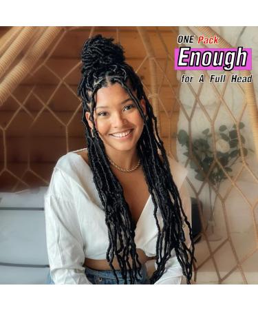 FAIRISE 8 Packs Faux Locs Crochet Hair - Long Soft 18 Inch Pre Looped Curly Wavy Goddess Locs for Black Women - Synthetic 1B Natural Black (Pack of 8) - Buy Online on GoSupps.com