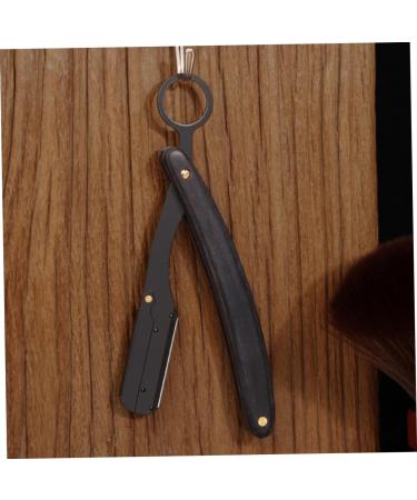 Stainless Steel Folding Razor Holder for Hairdressing & Shaving | Manual Beard & Eyebrow Cutter with Wooden Handle - Ideal for Men - Buy Online on GoSupps.com