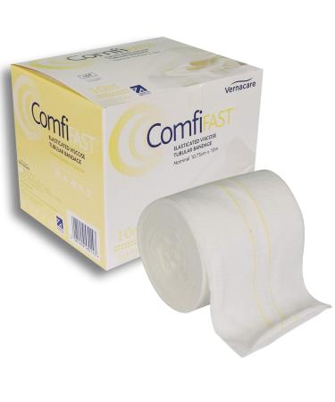Comfifast Elasticated Tubular Stretch Viscose Bandage - for X-Large Limbs Childs Trunk Yellow Line 10.75cm (for Limb Circumference 35-65cm) - 10m Roll Yellow - (10.75cm) x 10m