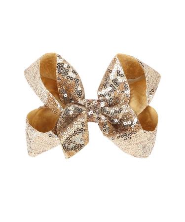 2 PCS Gold Sequins Large Bow Alligator Hair Clips - Women, Teens, Girls, Kids Barrettes Accessories 6 Inches - Buy Online on GoSupps.com