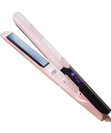 ANGENIL Pro Titanium Flat Iron Hair Straightener - Fast Heating Dual Voltage Straightening/Curling Iron - Negative Ion Technology - Round Pink Design - Includes Heat Resistant Silicone Mat - Buy Online on GoSupps.com