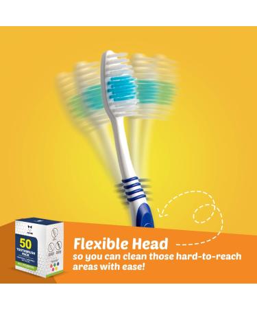 50 Pack Bulk Individually Wrapped Toothbrushes for Adults and Kids | Medium-Soft Large Brush Head | Disposable Travel Oral Set in Multiple Colors - Buy Online on GoSupps.com