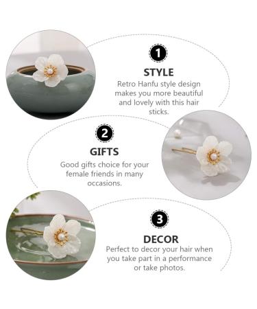 Lurrose 4pcs White Camellia Hairpins & Chopsticks | Retro Hair Accessories for Costumes - International Shipping Available - Buy Online on GoSupps.com