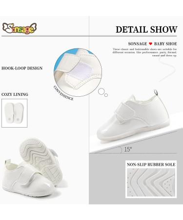 Sonsage Baby Classic PU Leather Loafers Brogue Oxford Dress Shoes - White (3-6 Months) - Buy Online on GoSupps.com