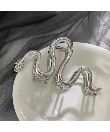 Snake Hair Clips Claw for Women Girl Silver Hair Barrette clips Gothic French Barrettes Snap Hair Clips Strong Hold Fashion Hair Accessories for Women Girls Metal Hair Clip for Thick Thin Hair