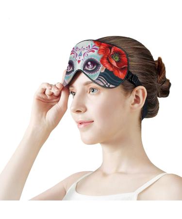 Day of the Dead Women Skulls Pattern Sleep Mask - Adjustable Strap, Blocks Light, Perfect for Travel and Naps - Buy Online on GoSupps.com
