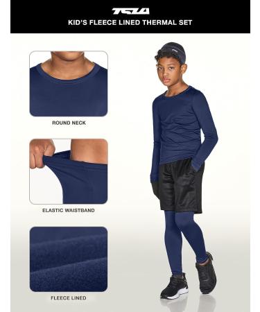 TSLA Kid's Soft Fleece Lined Thermal Underwear Set - Navy, Size 12 - Buy Online on GoSupps.com