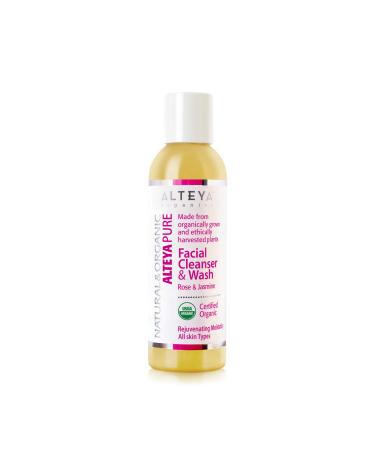 Alteya Organic Facial Cleanser & Wash 150ml - Rose and Jasmine - USDA Certified Organic 100% Biodegradable Soap - Natural Vegan Liquid Face Cleanser - for All Skin Types