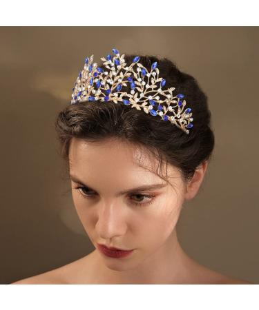 ToBaToBa Blue Crowns for Women - Vintage Gothic Queen Crown Princess Wedding Tiara - Buy Online on GoSupps.com