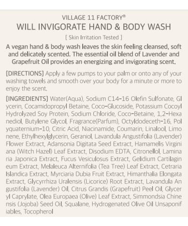 Will Invigorate Hand & Body Wash - Premium Aromatherapy Spa Product (300ml Lavender & Grapefruit) - International Shipping Available - Buy Online on GoSupps.com