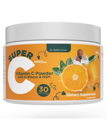 Dr. Keith's Own Super C - High Dose 4000mg Buffered Vitamin C Powder with D-Ribose Glycine MSM - Highly Absorbable Stomach-Friendly Daily Immune Support - Unflavored 7.1 oz (30 Servings) - Buy Online on GoSupps.com