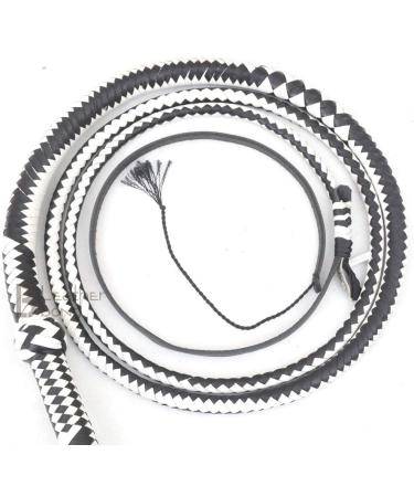 Genuine Cow Hide Leather Bullwhip 10ft 12 Plait - Black & White - Buy Online on GoSupps.com