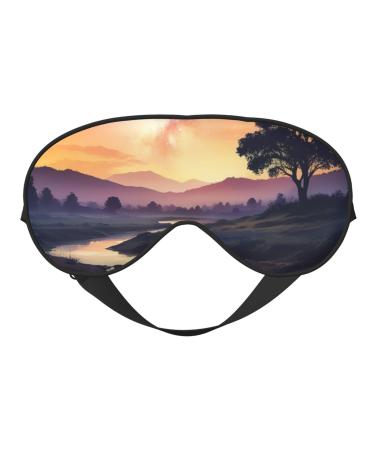 Soft Galaxy in The Universe Printed Eye Mask Adjustable Breathable Eye Masks for Sleep Light Blocking & Double-Sided Black