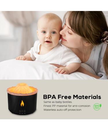 300ml Essential Oil Diffuser - Volcano Flame Aromatherapy Humidifier with Remote Control Timer & Night Lights - Perfect for Home & Office (Dark Wood Grain - Buy Online on GoSupps.com
