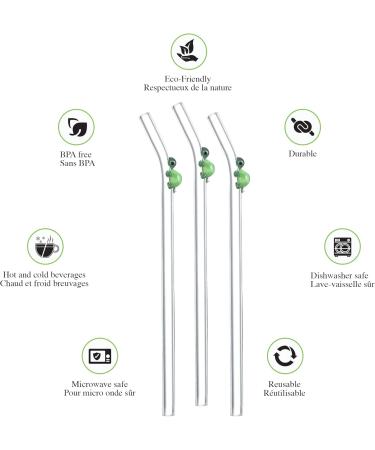 MALX 5-Pack 8.5" x 0.3" Turtle Glass Straws Set of 4 Handmade Transparent Long Straws and 1 Cleaning Brush. Suitable for Cold and hot Drinks Aesthetic Cute Straws with Charm Coquette Straws - Buy Online on GoSupps.com