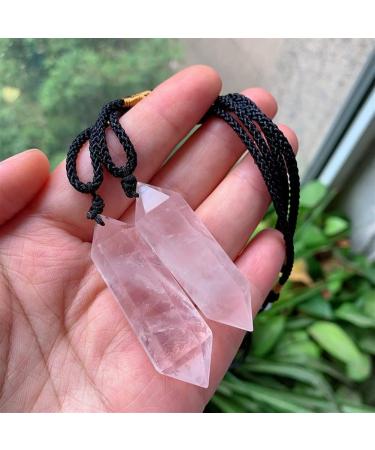 Crystal Reiki Hexagonal Pendulum Stone Crystal Quartz Necklace Amulet Natural Rose Crystal Quartz Pendant Necklaces for Women - Buy Online on GoSupps.com