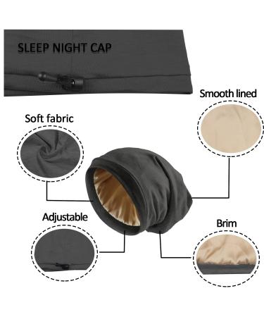 Silk Satin Bonnet Hair Wrap - 2 Pcs Set for Men and Women | Adjustable Sleep Cap for Curly Hair | Silk Lined Night Caps - Large Black+Red - Buy Online on GoSupps.com