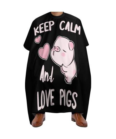 Keep Calm and Love Pigs Professional Hair Cutting Cape Apron Salon Haircut Barber Hairdressing with Snap Closure