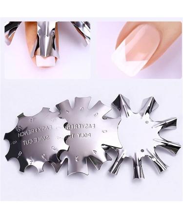 4 Pieces Stainless Steel Rim Trimmer Set - French Smile Line Manicure Tools Nail Stencils & Edge Cutters for Acrylic & Gel Nail Art - DIY Nail Design (Silver) - Buy Online on GoSupps.com