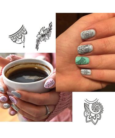 Boho Retro Black Nail Stickers - 13 Sheets Water Transfer Decals for Women | Feather Design DIY Nail Art Supplies - Buy Online on GoSupps.com