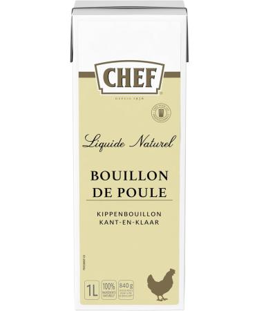 CHEF Natural Chicken Broth - Liquid Natural Background - Culinary Aids Sauces Broths - 1L Brick Ready To Use - Buy Online on GoSupps.com