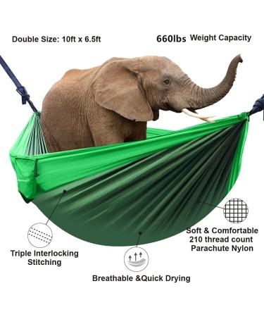 Double Hammock  Camping Hammock with 2 Tree Straps(16+2 Loops)  Two Person Hammocks with 210T Nylon Parachute Portable Lightweight Hammock for Backpacking  Outdoor  Beach  Travel  Hiking  Camping Gear Dark Green Double Hammock - Buy Online on GoSupps.com