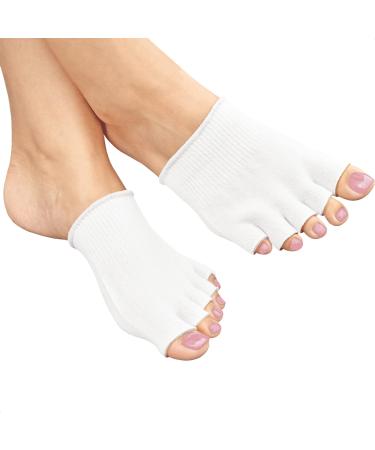 Gel Toe Separator Socks Women - Toes Separator Feet Care 1 Pair Gel Toe Separators Large - Toe Separator Pedicure Toe Spacers Compression Socks with Gel - Half Toe Women Socks with Open Toes joyrider