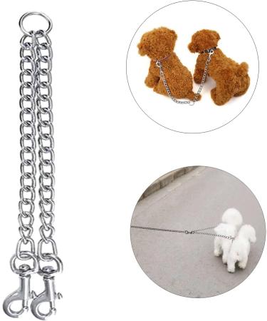 LERTREEUK Double Dog Leash | Stainless Steel 2-Way Chain Coupler | 60cm Double Leash for Dogs - International Shipping Available - Buy Online on GoSupps.com