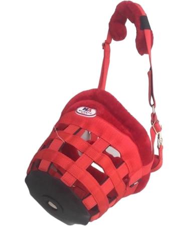 Majestic Ally Mink Fleece Padded Wicker Muzzle Halter (Red) - Breathable Comfort for Pets | International Shipping Available - Buy Online on GoSupps.com